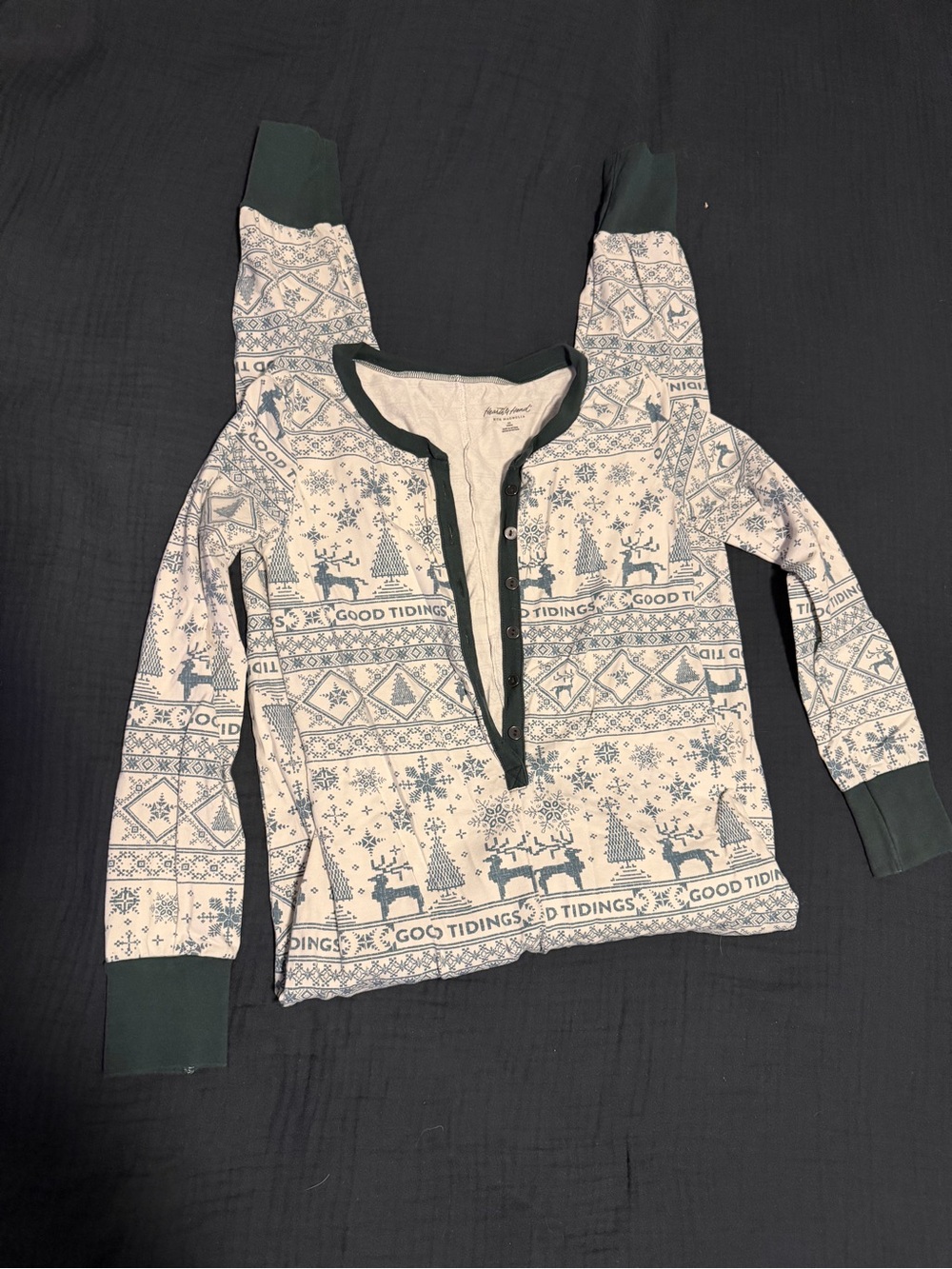 Hearth & Hand Green and Cream Holiday Henley one piece